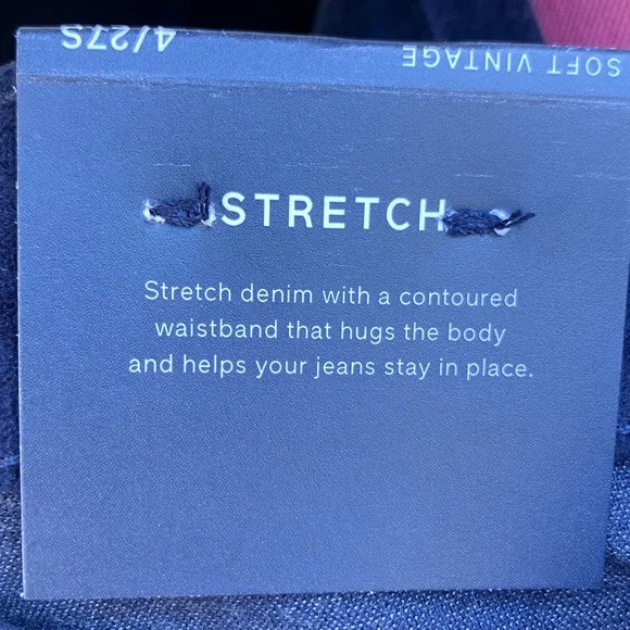 GAP Navy Dark Blue Soft Vintage Slim Stretch Velvet Jeans 4/27 Short - Picture 5 of 5